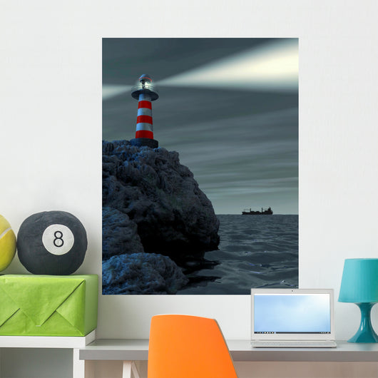 Lighthouse on a Cliff Wall Mural