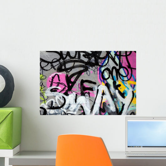 Abstract colorful graffiti background in a wall Wall Mural