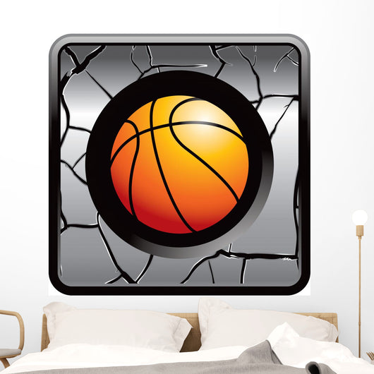 Basketball Silver Cracked Web