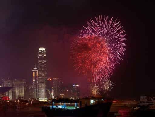 Fireworks Hong Kong China Wall Mural