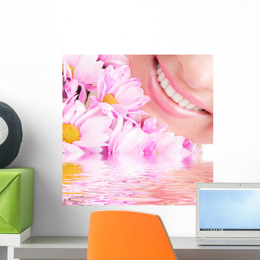 Smile Young Woman with Wall Mural