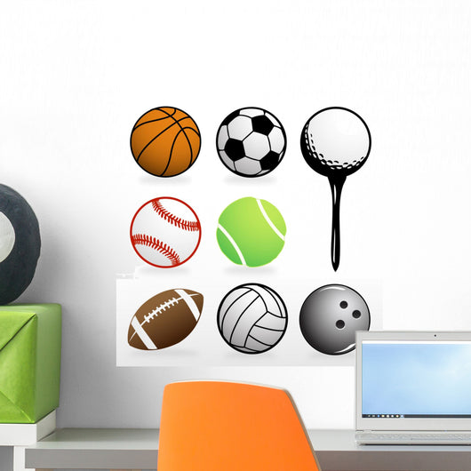 Footballbaseballbasketballtennisbowlinggolfand Soccer Wall Decal Sticker Set