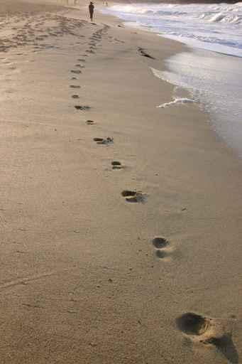 Footprints and Woman Distance Wall Decal