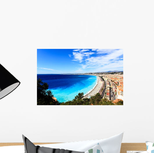 aerial view of beach in Nice Wall Mural