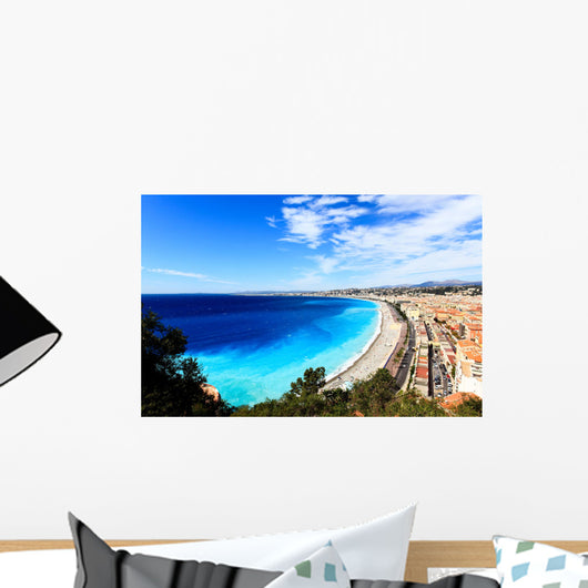 aerial view of beach in Nice Wall Mural
