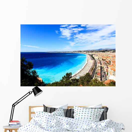 aerial view of beach in Nice Wall Mural