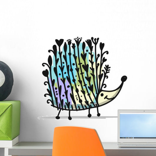 Floral Hedgehog Wall Decal