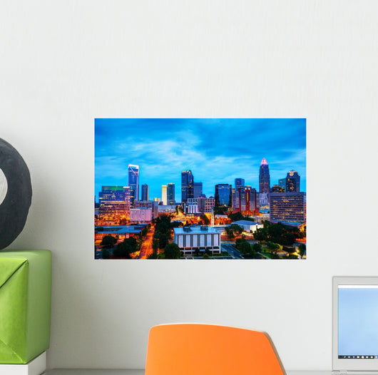 Overview Downtown Charlotte NC Skyline Wall Decal