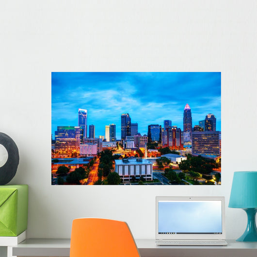 Overview Downtown Charlotte NC Skyline Wall Decal