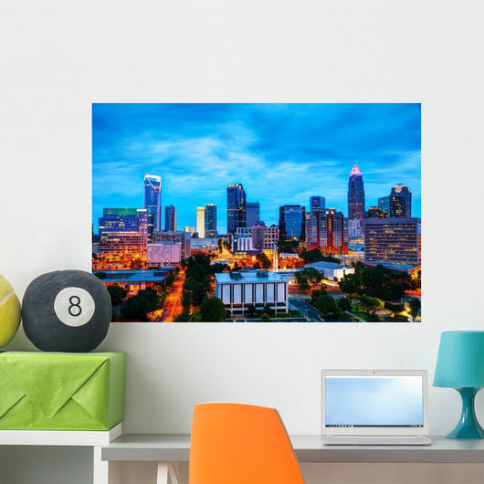 Overview Downtown Charlotte NC Skyline Wall Decal