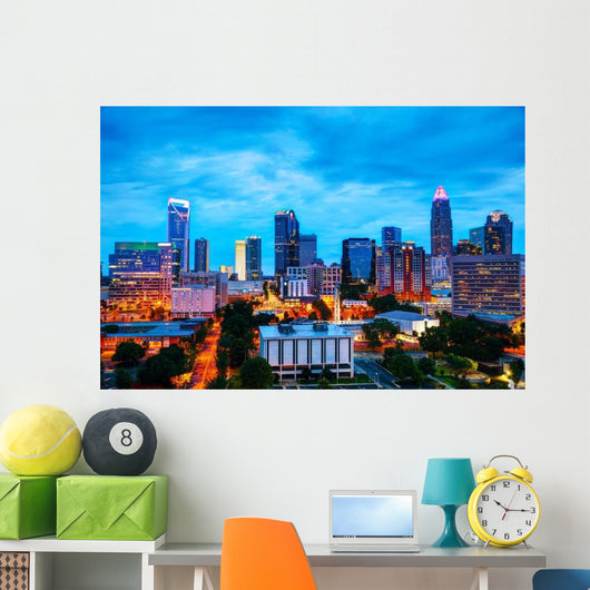 Overview Downtown Charlotte NC Skyline Wall Decal