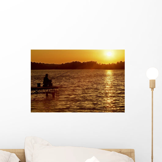 angler and lake 3 Wall Mural