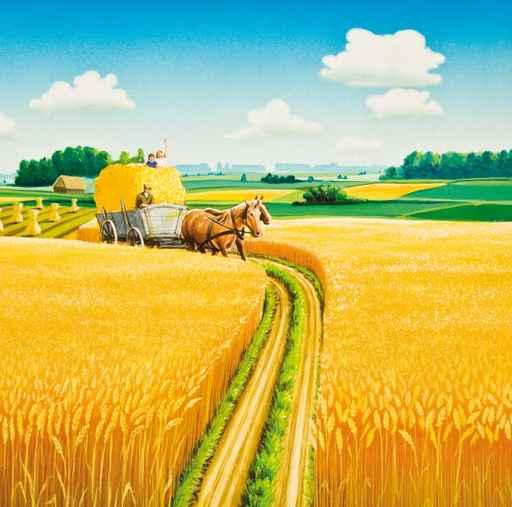 Hay Wagon Dirt Road Wall Mural