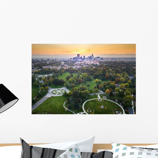 Sunset over Denver Cityscape Wall Decal