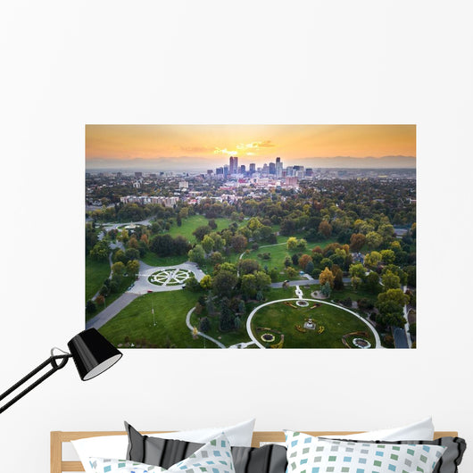 Sunset over Denver Cityscape Wall Decal