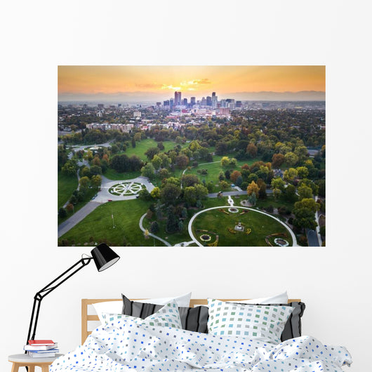 Sunset over Denver Cityscape Wall Decal
