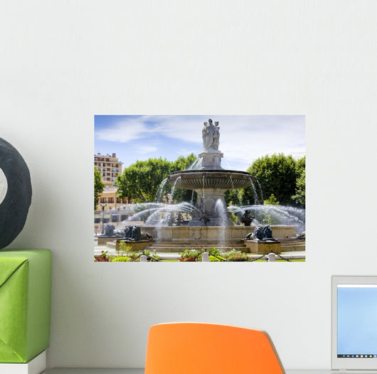 fountain at La Rotonde, Aix-en-Provence, Provence, France Wall Mural