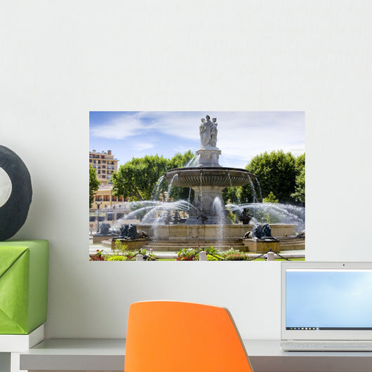 fountain at La Rotonde, Aix-en-Provence, Provence, France Wall Mural