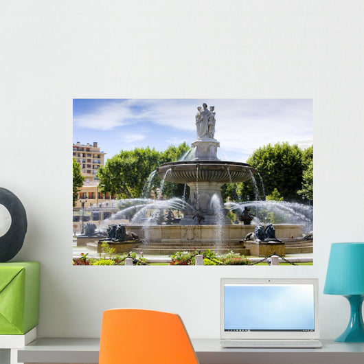 fountain at La Rotonde, Aix-en-Provence, Provence, France Wall Mural