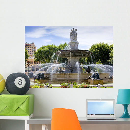 fountain at La Rotonde, Aix-en-Provence, Provence, France Wall Mural