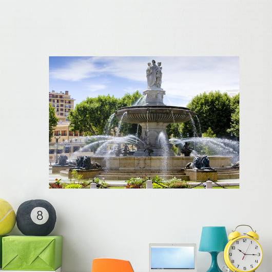 fountain at La Rotonde, Aix-en-Provence, Provence, France Wall Mural