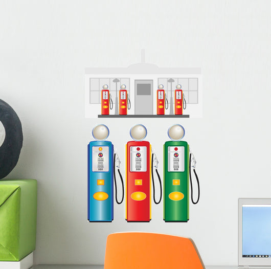 GAS PUMPS 1950 Wall Decal