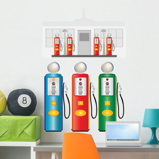 GAS PUMPS 1950 Wall Decal