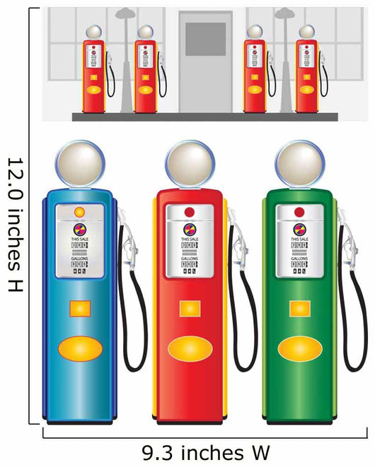 GAS PUMPS 1950 Wall Decal