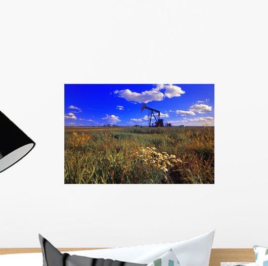 Pumpjack In A Field, Alberta, Canada Wall Mural