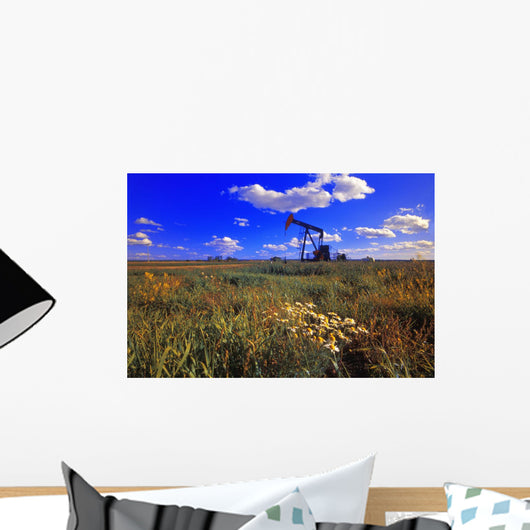 Pumpjack In A Field, Alberta, Canada Wall Mural