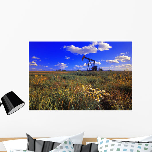 Pumpjack In A Field, Alberta, Canada Wall Mural
