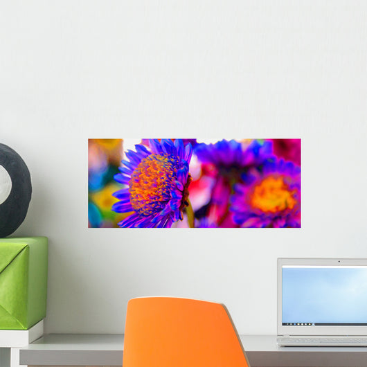 Bright Neon Flowers Wall Mural