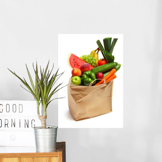 Bag Full of Healthy Fruits and Vegetables Wall Decal