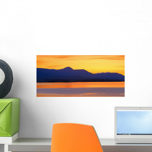 Sunset And Mountain Silhouette Wall Mural