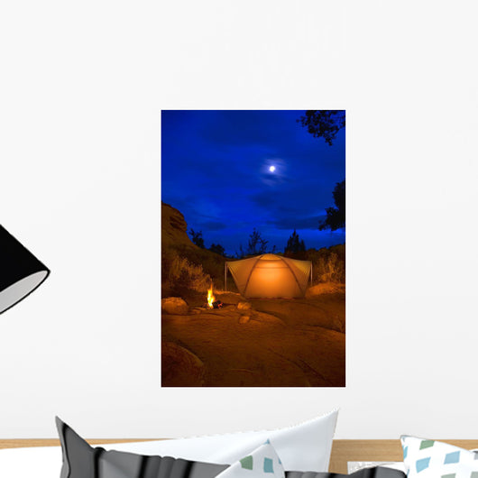 Camp Site At Night, Utah, Usa Wall Mural