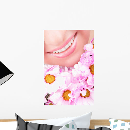 Smile Young Woman with Wall Mural