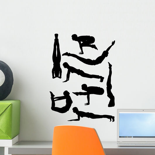 Yoga Poses in Silhoutte Wall Decal