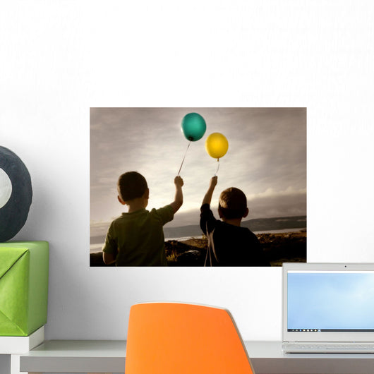 Two Children With Balloons Wall Mural