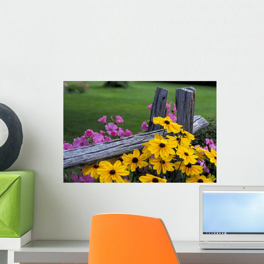 Pink And Yellow Flowers Wall Mural