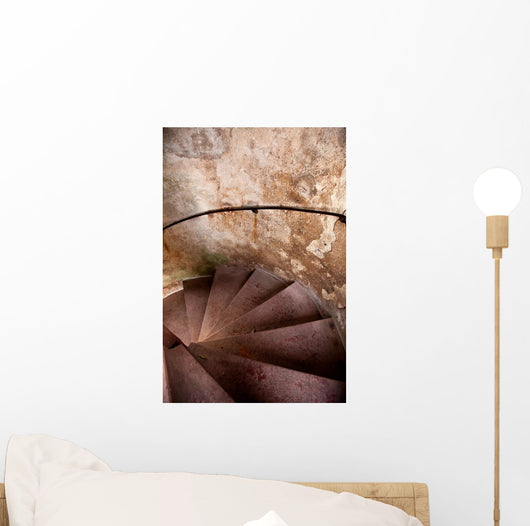 Old Spiral Stairways in Castle Wall Mural