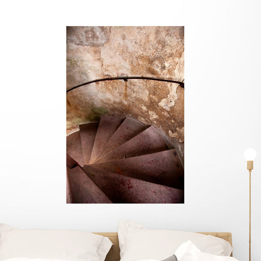 Old Spiral Stairways in Castle Wall Mural