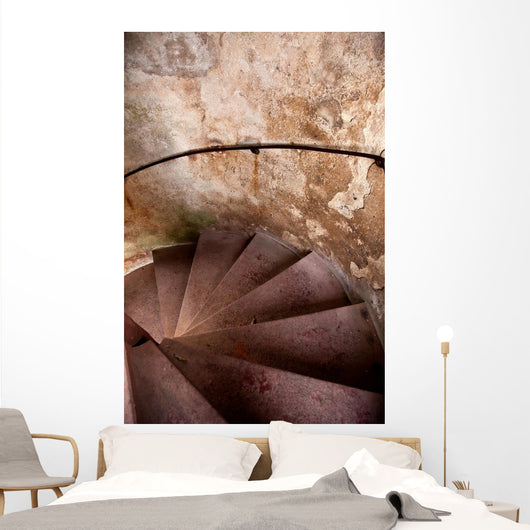 Old Spiral Stairways in Castle Wall Mural