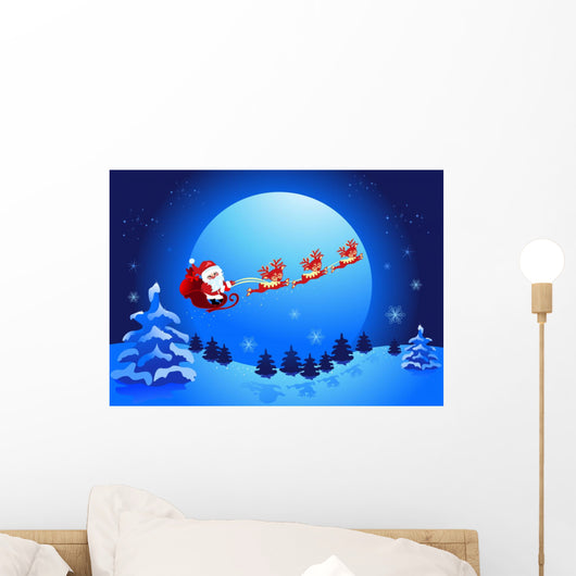 Christmas Night and Santa Claus Wall Mural