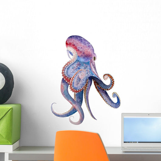 Purple Watercolor Octopus Wall Decal