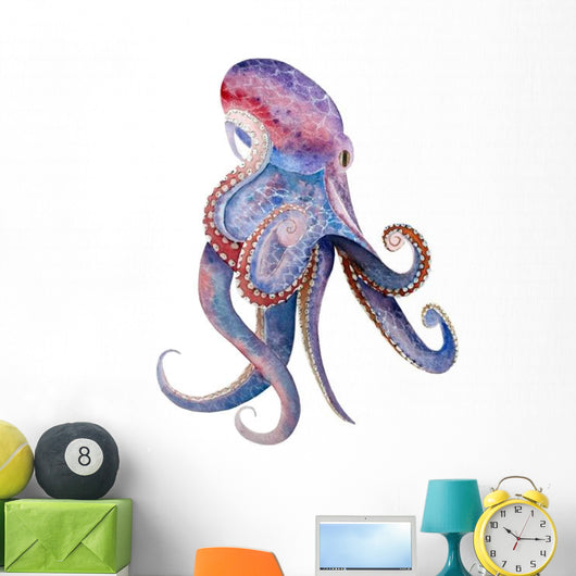 Purple Watercolor Octopus Wall Decal