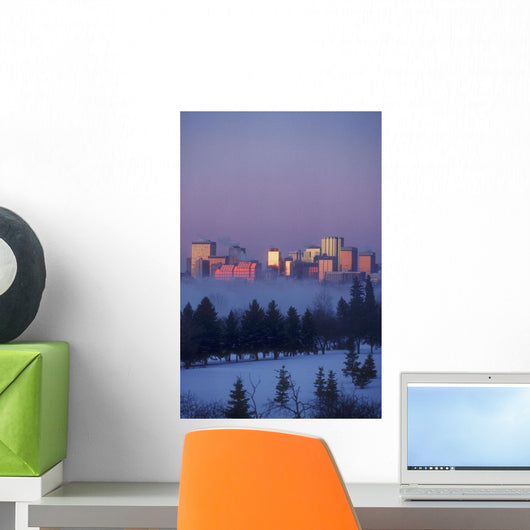 Misty Skyline, Edmonton, Alberta, Canada Wall Mural