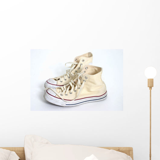 A Pair Of Cream Hightop Sneakers Wall Mural