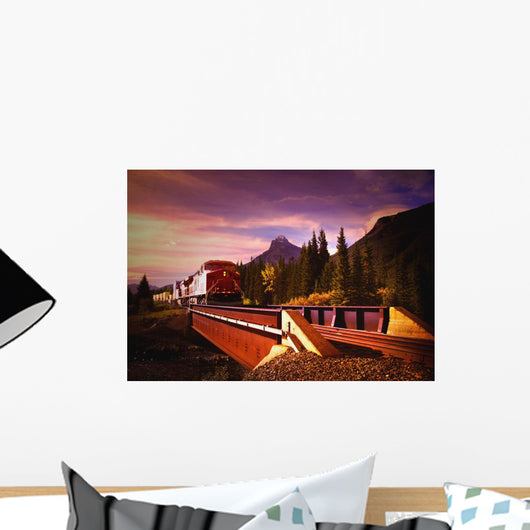 Train Going Over A Bridge Wall Mural