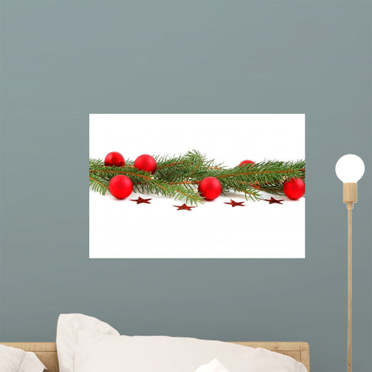 Evergreen with Red Baubles Wall Decal