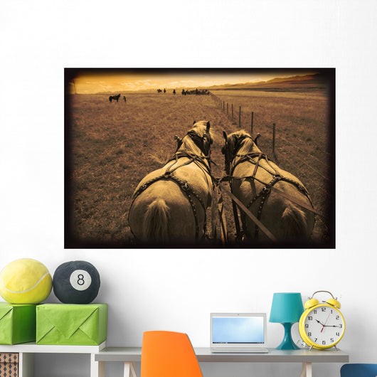 Horses Pulling Carriage Wall Mural